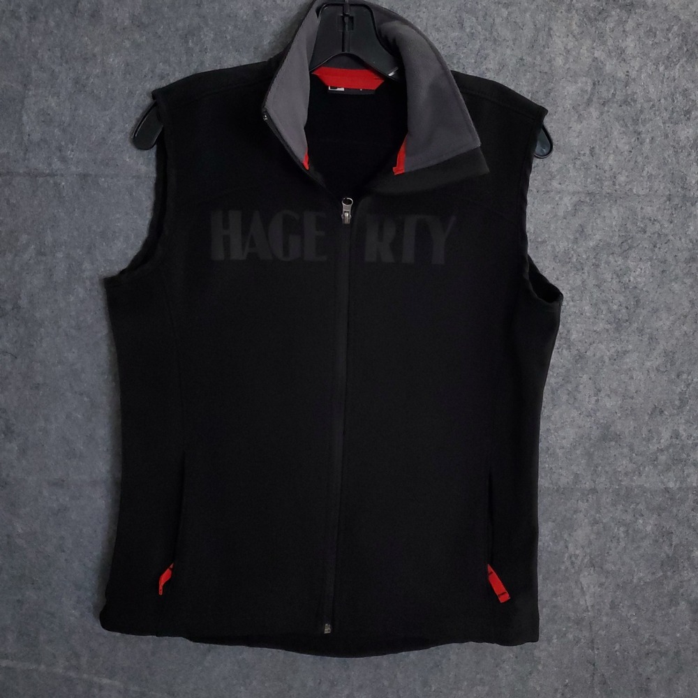 Fossa Hagerty Vest Mens Full Zip Black Gray Red Trim Sleeveless Jacket Medium